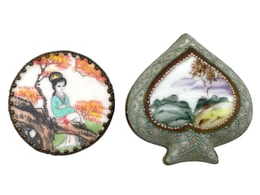 PAIR OF VINTAGE HAND-PAINTED TRINKET BOXES