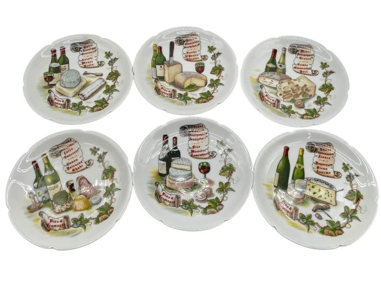 LIMOGES FRANCE ROCHARD CHEESE PLATES SET OF 6 (1 of 7)