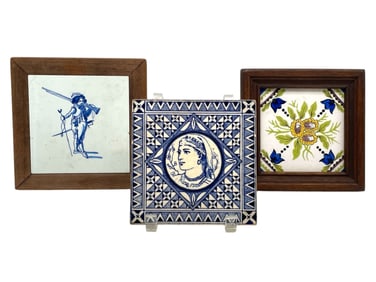 SET OF 3 VINTAGE DECORATIVE CERAMIC TILES