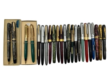 LOT OF 23 VINTAGE FOUNTAIN AND BALLPOINT PENS