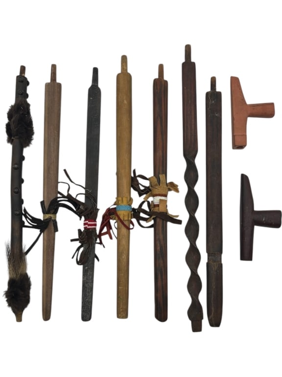 7 VINTAGE WOODEN PEACE PIPES (1 of 4)