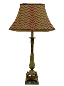 VINTAGE TABLE LAMP WITH TEXTURED FABRIC SHADE 28"