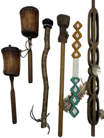 GROUP OF 6 NATIVE AMERICAN STYLE HANDCRAFTED TOOLS