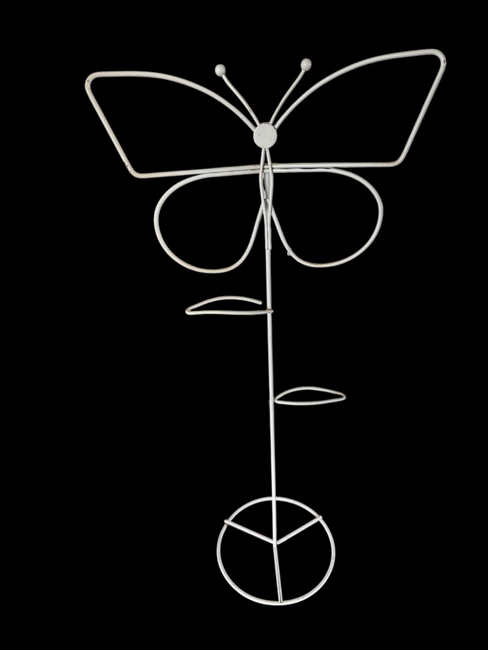 VINTAGE WHITE WIRE BUTTERFLY TOWEL HOLDER (1 of 2)