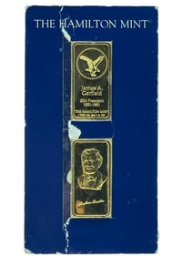 1OZ .999 SILVER GOLD PLATE BAR HAMILTON MINT