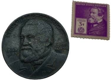 CYRUS HILL MCCORMICK MEDALLION AND STAMP