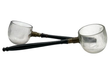 PAIR OF VINTAGE GLASS DIPPERS/LADLES 14"