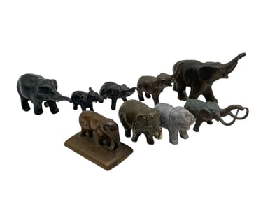 LOT OF 9 MINIATURE ELEPHANT FIGURINES