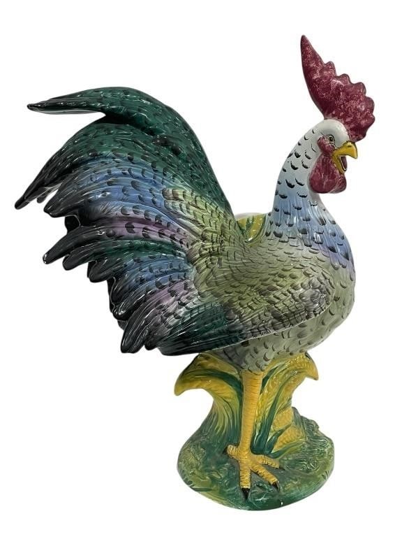 HAND PAINTED CERAMIC ROOSTER VASE 23" ITALY (1 of 6)