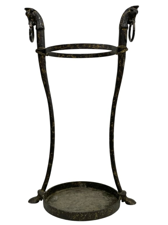 CAST METAL CANE STAND W/ HORSE HEAD FINIALS 25" (1 of 4)