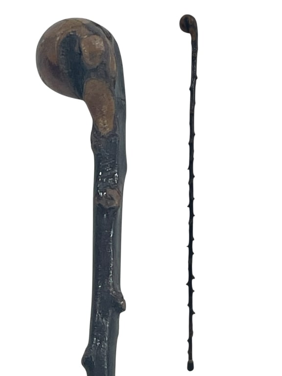 UNIQUE HAND-CARVED WOODEN WALKING CANE 36" (1 of 2)