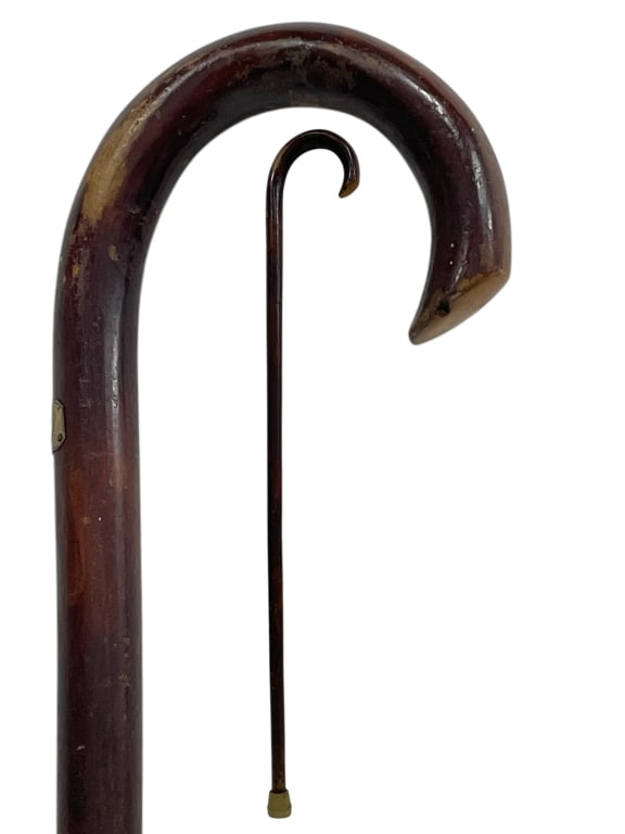ANTIQUE CROOK-HANDLE WALKING CANE 34" (1 of 3)