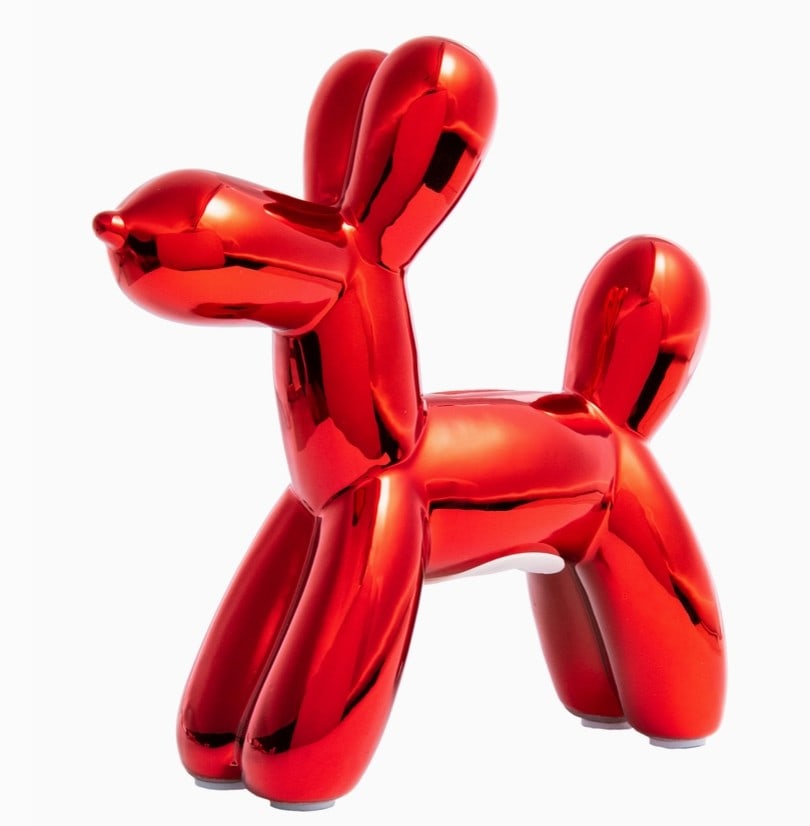 JEFF KOONS INSPIRED RED MINI CERAMIC DOG  7.5" (1 of 3)
