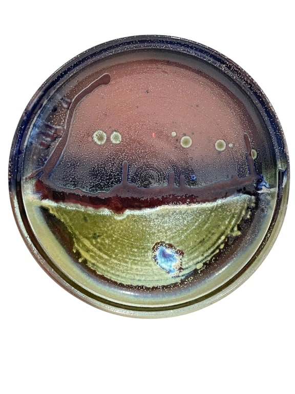 LARGE HAND-THROWN STUDIO POTTERY WALL PLATE 23" (1 of 5)