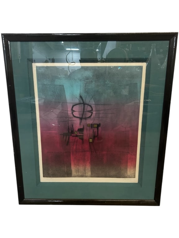 MID-CENTURY MODERN ABSTRACT LITHOGRAPH 34" (1 of 4)