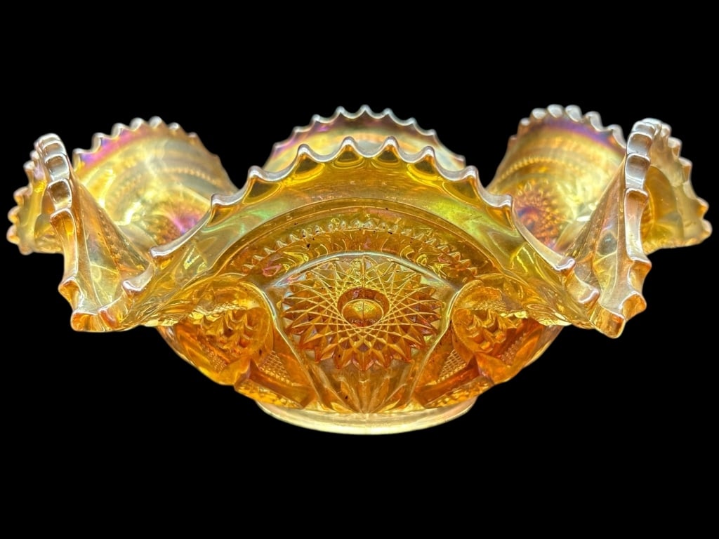 ANTIQUE CARNIVAL GLASS BOWL 4.5" (1 of 6)