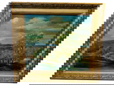 LANDSCAPE OIL PAINTING – VINTAGE GILT FRAME 18" (1 of 3)