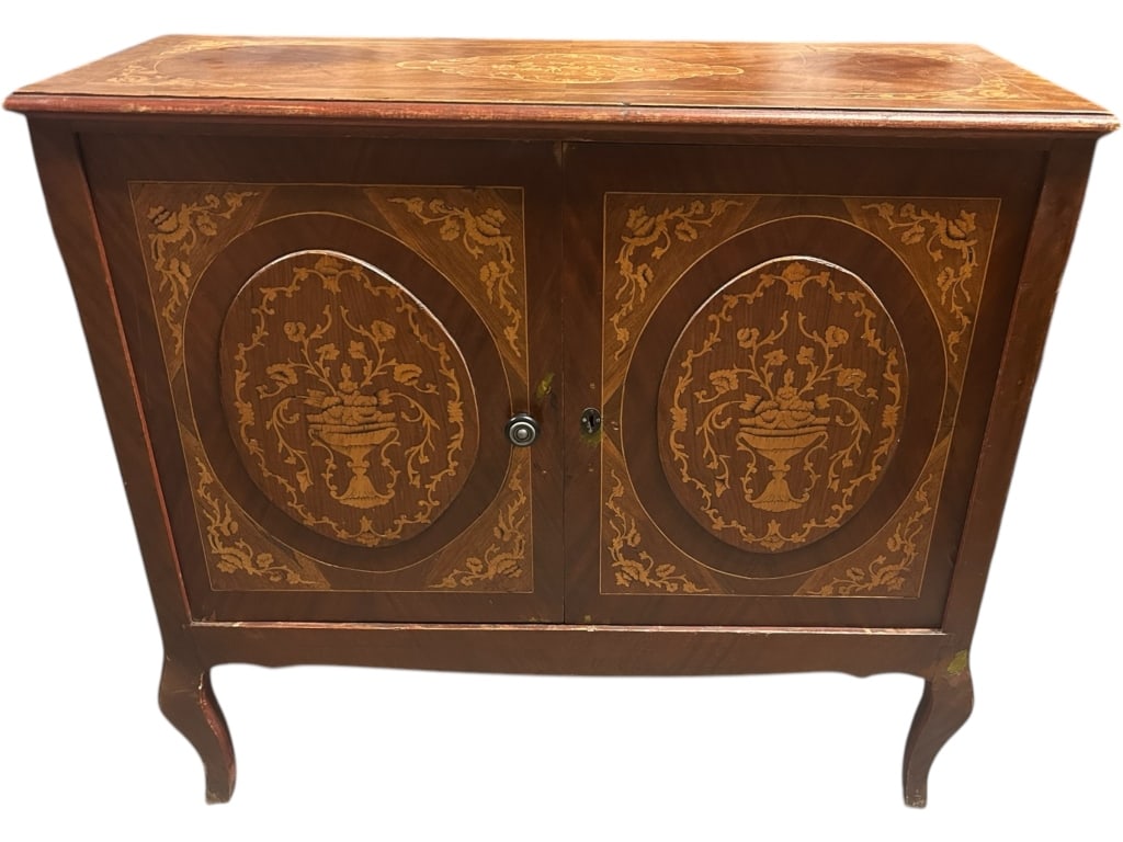 ANTIQUE INLAID MARQUETRY CABINET 37" (1 of 4)