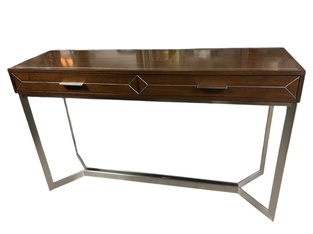 MODERN WOOD AND METAL CONSOLE TABLE 56" (1 of 3)