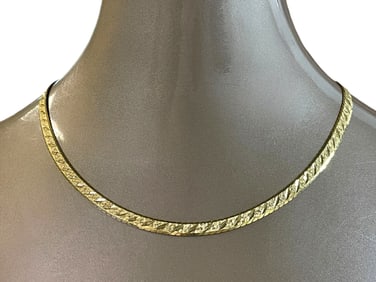 14K GOLD HERRINGBONE NECKLACE W/ BOX 23.2G