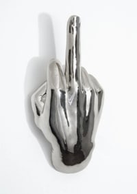 SILVER MIDDLE FINGER WALL MOUNT 9"