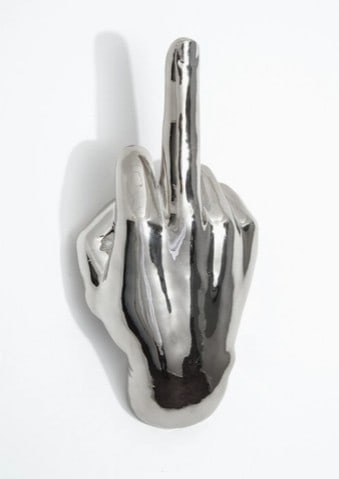 SILVER MIDDLE FINGER WALL MOUNT 9" (1 of 4)