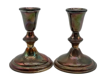 PAIR OF STERLING SILVER CANDLSTICKS 4" 447.7G
