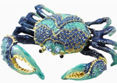 Jay Strongwater Style Jeweled "Blue Crab" Box 4"