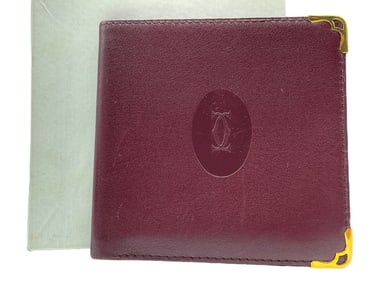 CARTIER BORDEAUX LEATHER WALLET 4"