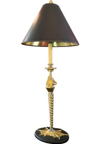 VINTAGE CHAPMAN FIGURAL BRASS FROG TABLE LAMP 32"