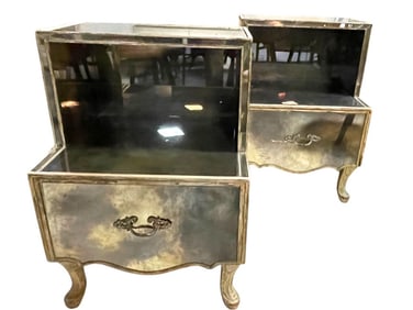 VINTAGE REGENCY STYLE MIRRORED END TABLE DRESSERS