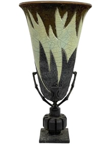 IMPRESSIVE DON NIBERT RAKU ART POTTERY VASE 18"