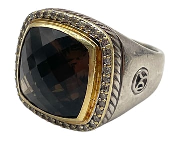 DAVID YURMAN SMOKY QUARTZ STERLING & 18K GOLD RING