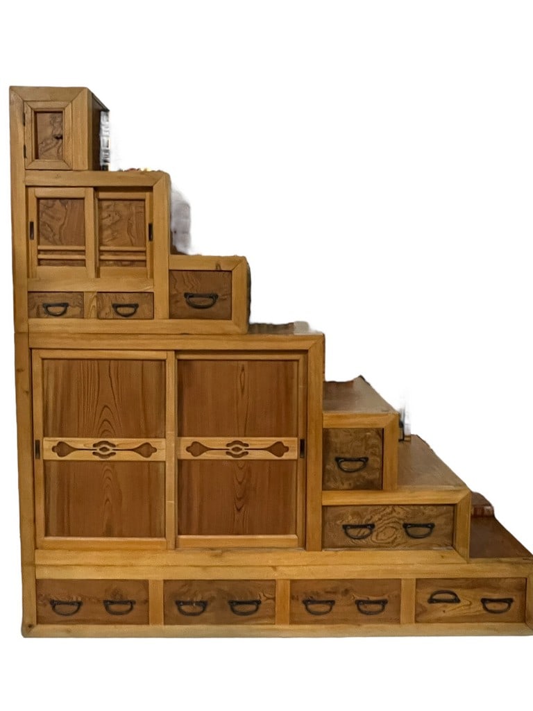 VINTAGE JAPANESE STEP TANSU DRESSER STORAGE 75" (1 of 11)
