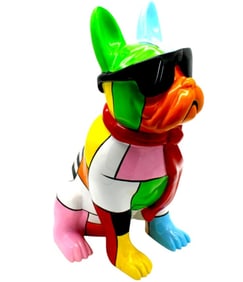Patchwork Expressionist Dog Sculpture -l4"