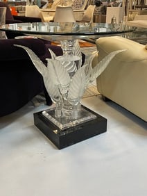 POSTMODERN LUCITE AND GLASS CENTER TABLE 34"D