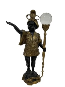 ANTIQUE STYLE BLACKAMOOR SCULPTURE W CRYSTAL 16"