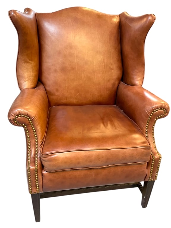 THEODORE ALEXANDER LEATHER ARMCHAIR 41" (1 of 6)