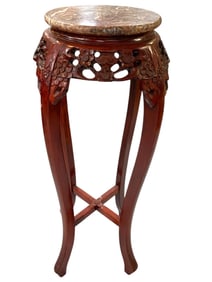 ANTIQUE CHINESE STYLE MARBLE-TOP PLANT STAND 36"