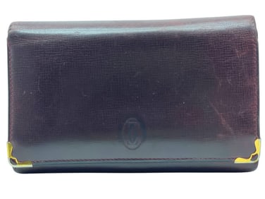 VINTAGE CARTIER BORDEAUX LEATHER WALLET 6"