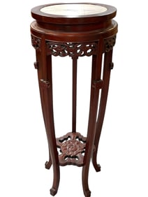 ANTIQUE CHINESE STYLE MARBLE-TOP PLANT STAND 36"