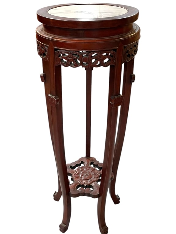 ANTIQUE CHINESE STYLE MARBLE-TOP PLANT STAND 36" (1 of 3)
