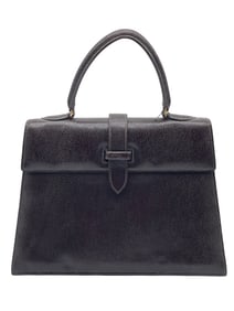 LALO BLACK LIZARD-EMBOSSED LEATHER HANDBAG