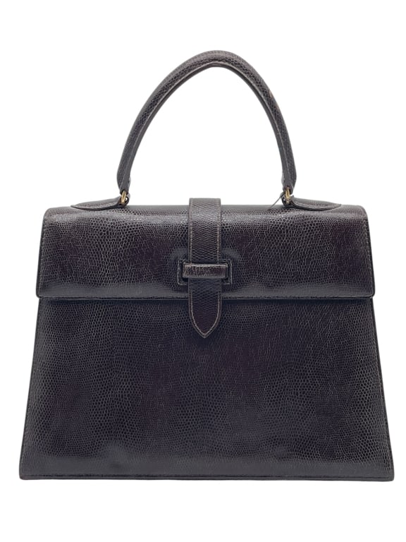 LALO BLACK LIZARD-EMBOSSED LEATHER HANDBAG (1 of 10)