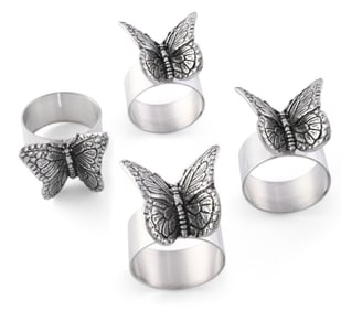 ARTHUR COURT BUTTERFLY NAPKIN RINGS NEW IN BOX