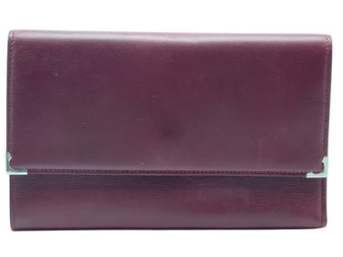 CARTIER BORDEAUX LEATHER WALLET W/ SILVER