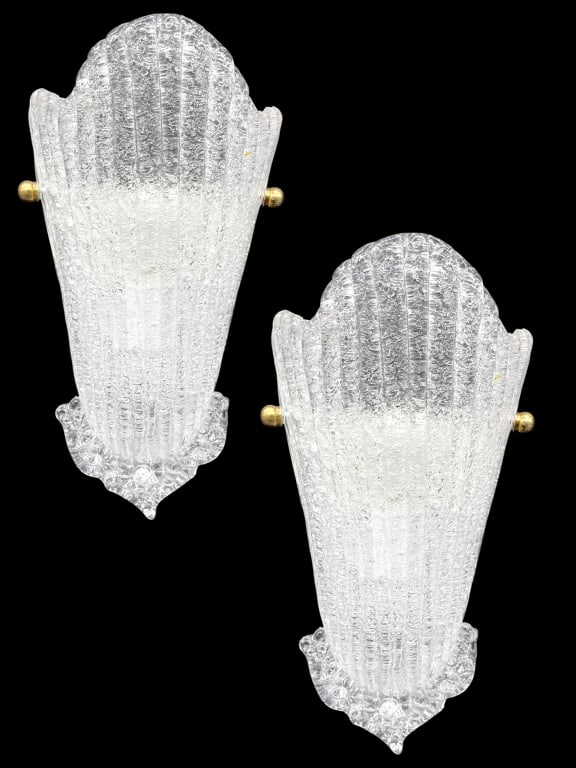 PAIR OF MURANO STYLE GLASS WALL SCONCES 15" (1 of 7)