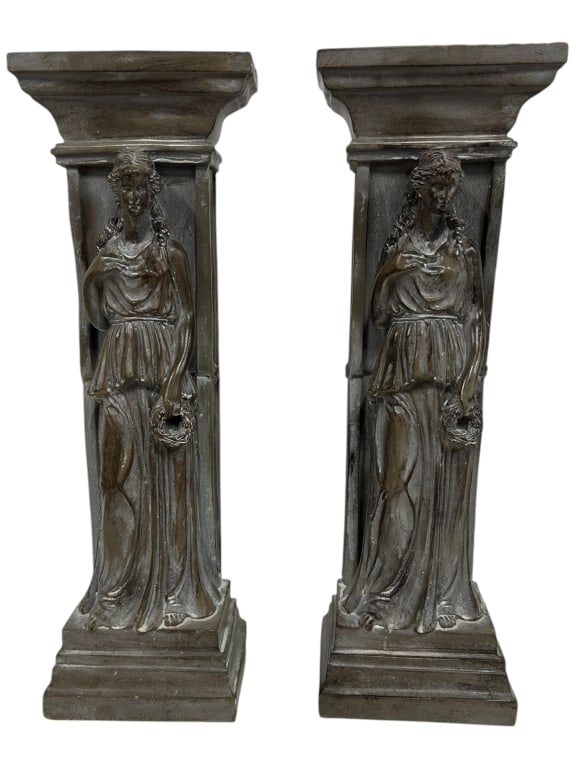 PAIR OF CLASSICAL FIGURAL PEDESTAL COLUMNS 16.5" (1 of 7)