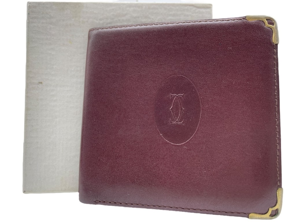 CARTIER BORDEAUX LEATHER WALLET 4" (1 of 10)