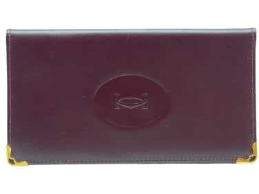 CARTIER BORDEAUX LEATHER WALLET ADDRESS BOOK 7"